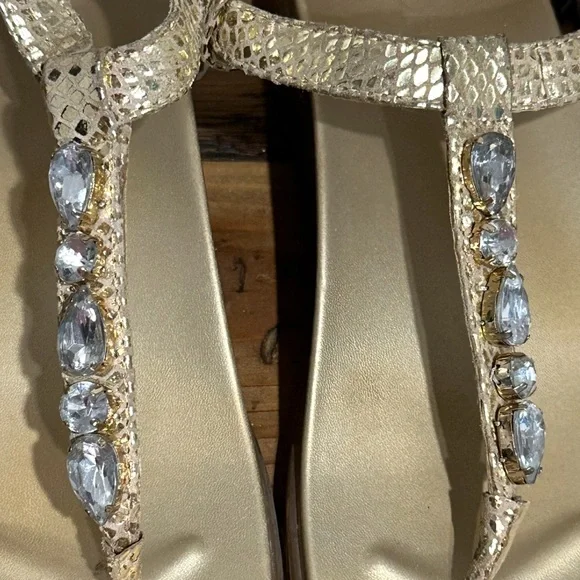 Vionic Gold Snake Print Sandals with Crystal Accents - Picture 8 of 13